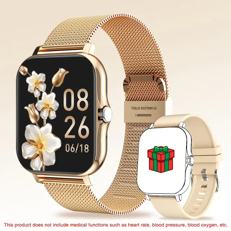 Elegant Full Touch Smart Watch with Call Function, Wireless Fitness Tracker, Zinc Alloy Case, Silicone Band, Rechargeable Lithium Battery, Compatible with Android & iOS